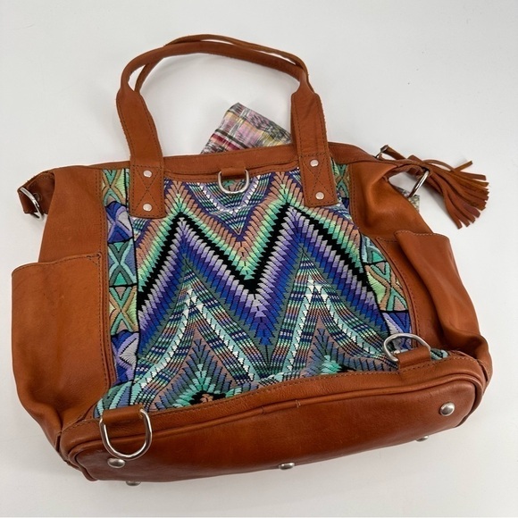 Marias Artisan Shop medium Aurora bag tan/green/purple "W" convertible bag - Picture 3 of 4